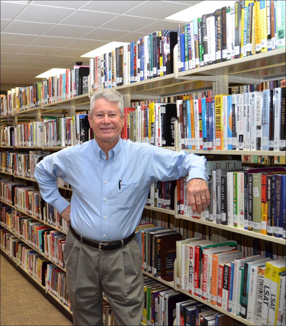 At Benbrook Library just prior to retirement, 2014.