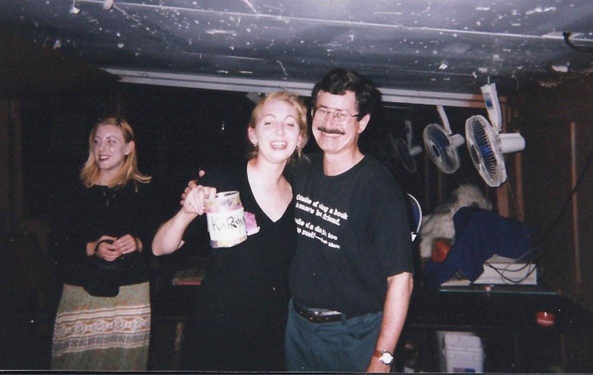 With slam poet Karina McGlyn, Bluebonnet Slam, Conroe, 2000