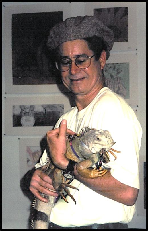 With poet pet Iggy Iguana.